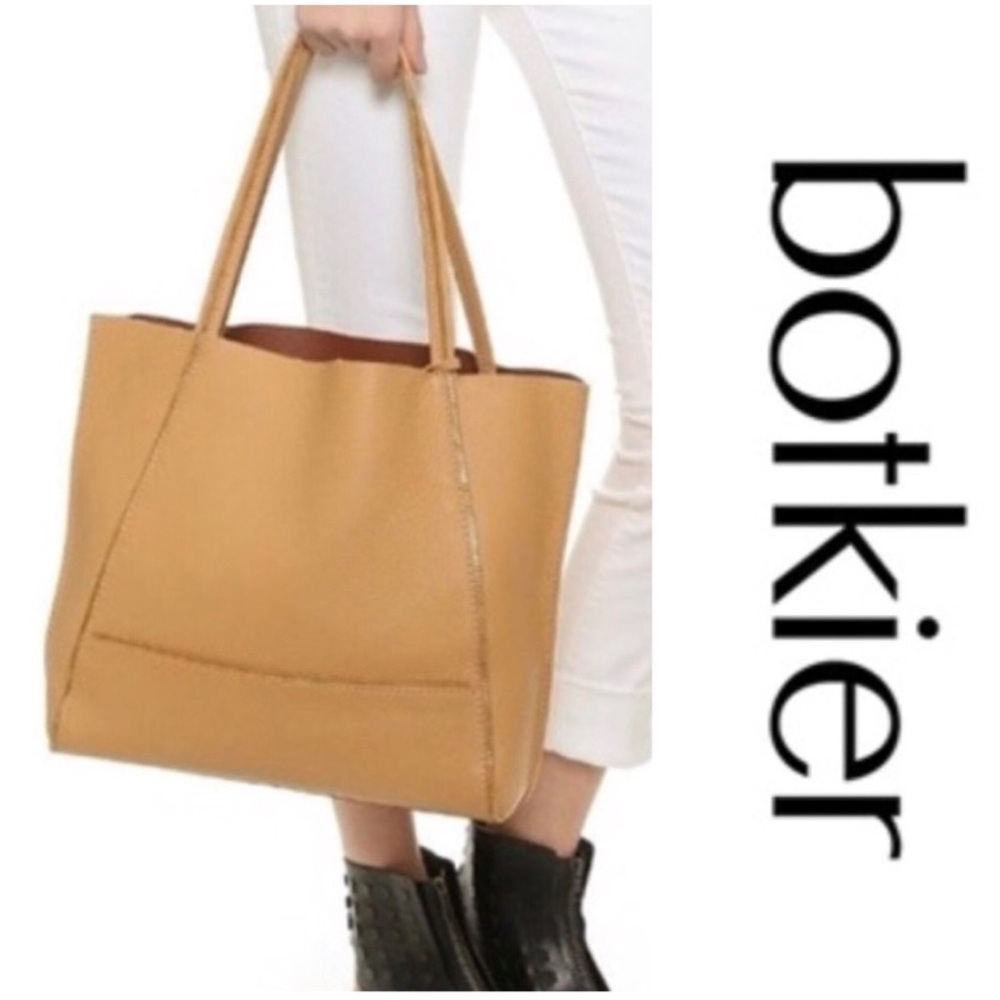 BOTKIER Soho Boho Camel Pebble Leather Zip Trim Tote Bag